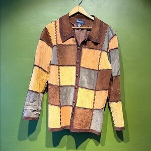 Denim & Co Patchwork Suede Jacket - Brown, Tan, Gray